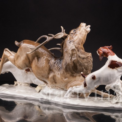 Композиция из фарфора Охота на оленя, Hutschenreuther, Германия, 1960 гг.