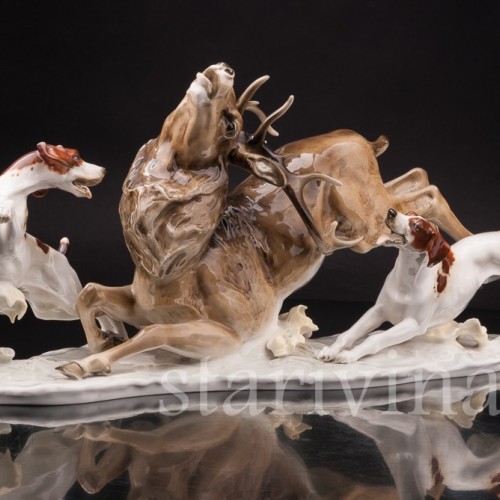 Композиция из фарфора Охота на оленя, Hutschenreuther, Германия, 1960 гг.