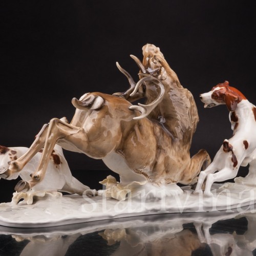Композиция из фарфора Охота на оленя, Hutschenreuther, Германия, 1960 гг.