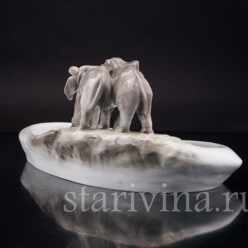 Фарфоровое блюдо Два слона, Schaubach Kunst, Германия, 1926-53 гг.