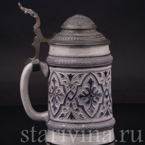 Старинная пивная кружка На здоровье! 1/2 л, Hauber & Reuther, Германия, 1876-1886 гг.