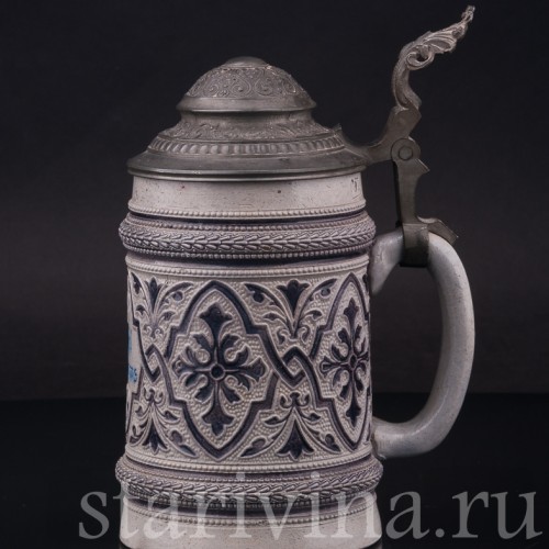 Старинная пивная кружка На здоровье! 1/2 л, Hauber & Reuther, Германия, 1876-1886 гг.