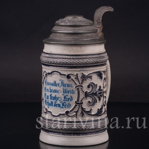 Старинная пивная кружка Полный кувшин, 1/2 л, Simon Peter Gerz, Германия, 1876-1886 гг.