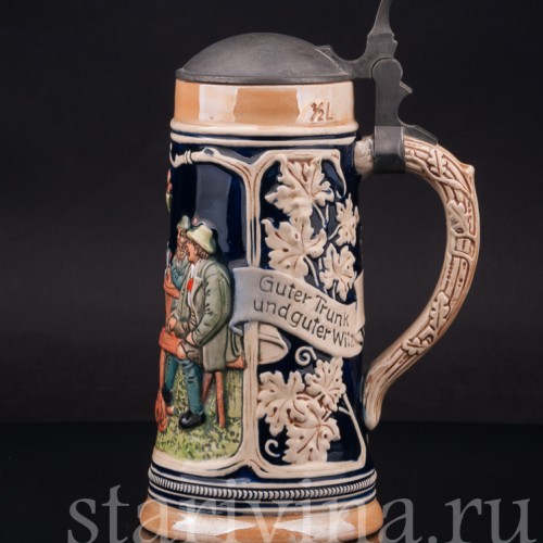 Старинная пивная кружка Деревенские гулянья, 1/2 л, Marzi & Remy, Германия, кон. 19 - нач. 20 вв.