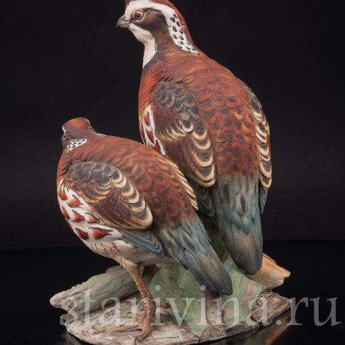 Фарфоровая статуэтка птиц Перепел и перепёлка, Tay, Италия, вт. пол. 20 в.