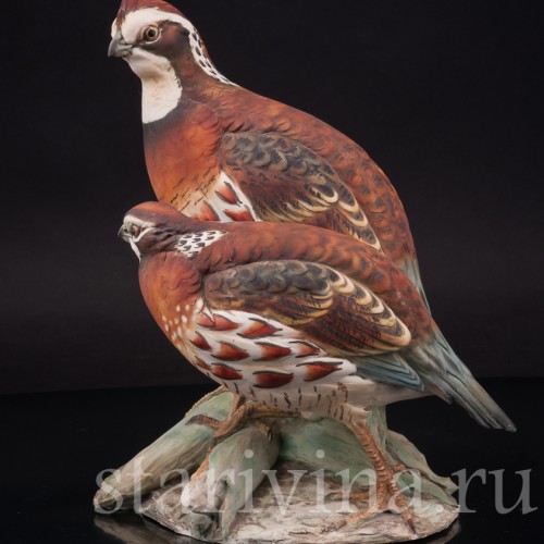 Фарфоровая статуэтка птиц Перепел и перепёлка, Tay, Италия, вт. пол. 20 в.