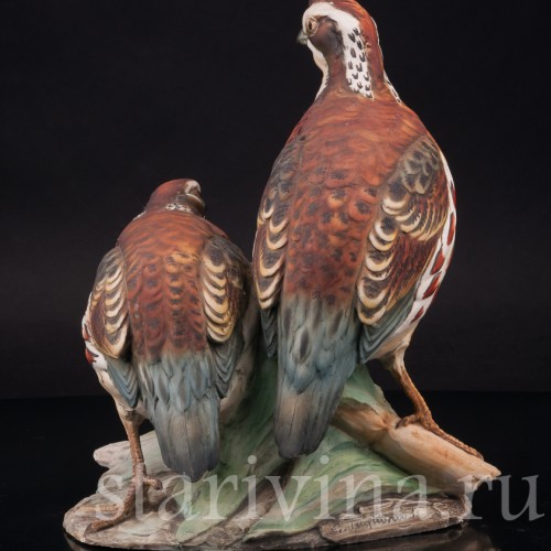 Фарфоровая статуэтка птиц Перепел и перепёлка, Tay, Италия, вт. пол. 20 в.