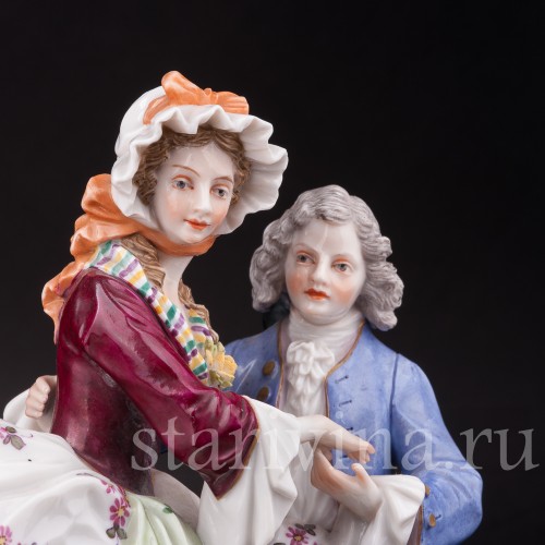 Фарфоровая композиция Пара у поваленного дерева, Richard Eckert & Co, Германия, 1908-12 гг.