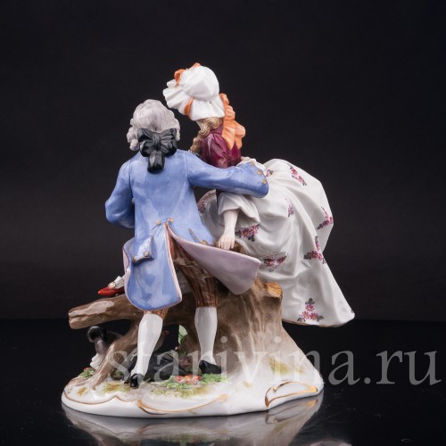 Фарфоровая композиция Пара у поваленного дерева, Richard Eckert & Co, Германия, 1908-12 гг.