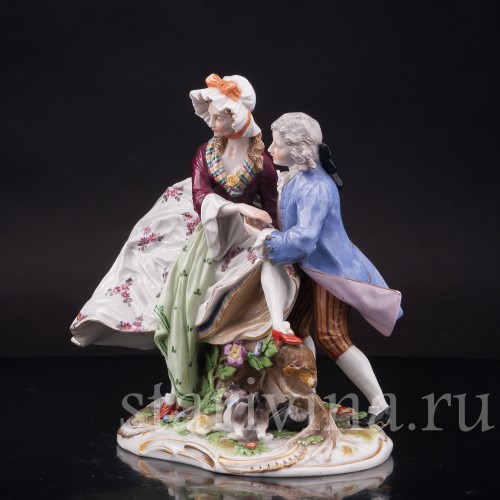 Фарфоровая композиция Пара у поваленного дерева, Richard Eckert & Co, Германия, 1908-12 гг.