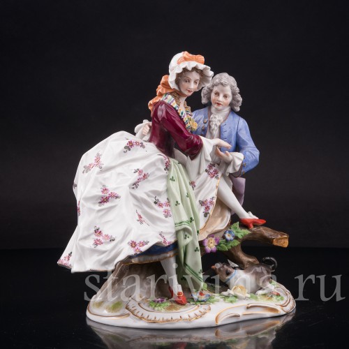 Фарфоровая композиция Пара у поваленного дерева, Richard Eckert & Co, Германия, 1908-12 гг.