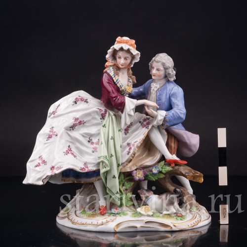 Фарфоровая композиция Пара у поваленного дерева, Richard Eckert & Co, Германия, 1908-12 гг.