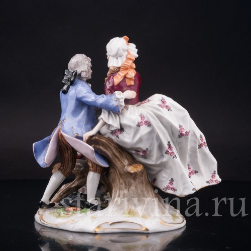 Фарфоровая композиция Пара у поваленного дерева, Richard Eckert & Co, Германия, 1908-12 гг.