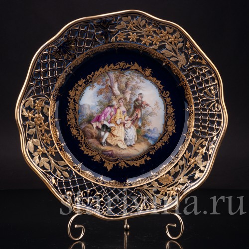 Декоративная тарелка из фарфора Лесное трио, Helena Wolfsohn, Германия, 1843-1878 гг.