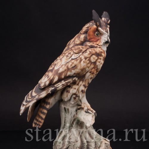 Фарфоровая статуэтка Ушастая сова Tay, Италия, вт. пол. 20 в.