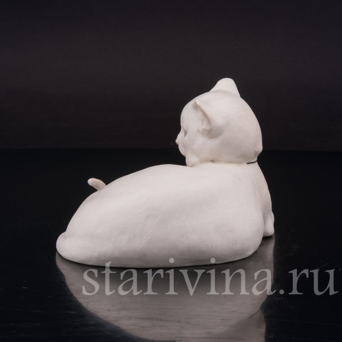 Фарфоровая статуэтка Белый кот с голубым бантом, Giuseppe Cappe, Италия, вт. пол. 20 в.