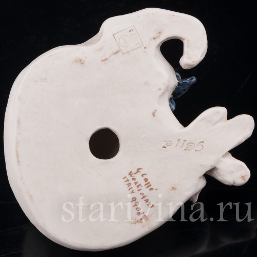 Фарфоровая статуэтка Белый кот с голубым бантом, Giuseppe Cappe, Италия, вт. пол. 20 в.