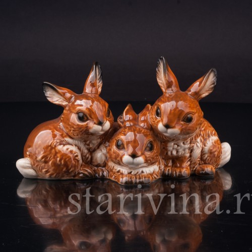 Фигурка из фарфора Три зайчика, Goebel, Германия, 1979-90 гг.