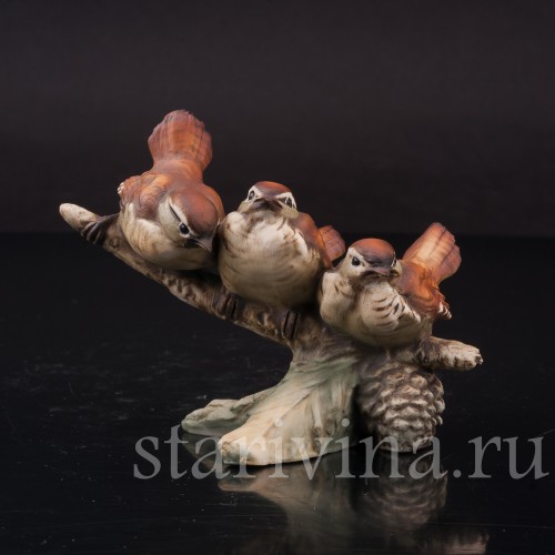 Фигурка из фарфора Три птенца на ветке, Tay, Италия, вт. пол. 20 в.