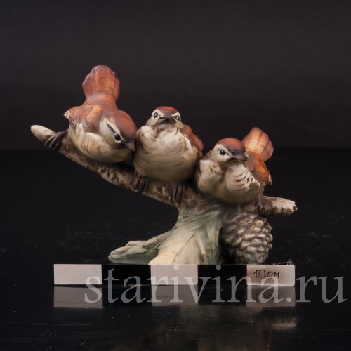 Фигурка из фарфора Три птенца на ветке, Tay, Италия, вт. пол. 20 в.