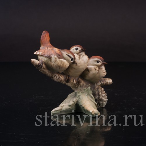 Фигурка из фарфора Три птенца на ветке, Tay, Италия, вт. пол. 20 в.