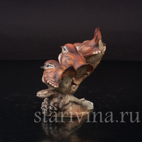 Фигурка из фарфора Три птенца на ветке, Tay, Италия, вт. пол. 20 в.