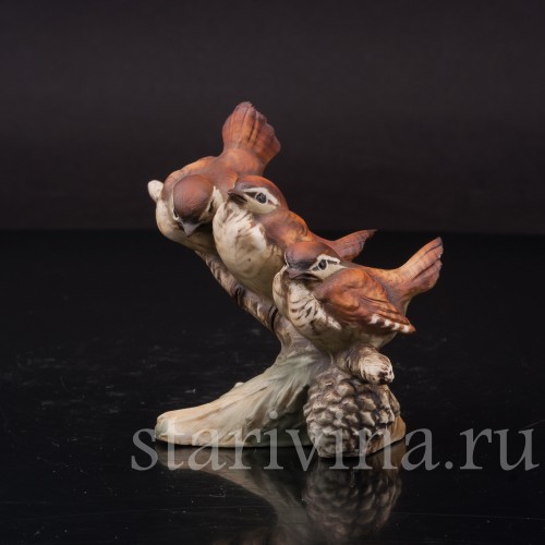 Фигурка из фарфора Три птенца на ветке, Tay, Италия, вт. пол. 20 в.