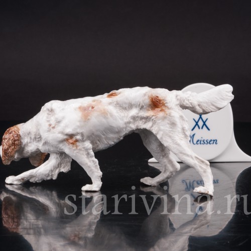 Фигурка собаки из фарфора Идущий сеттер, Meissen, Германия, нач. 20 в.