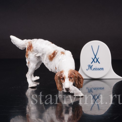 Фигурка собаки из фарфора Идущий сеттер, Meissen, Германия, нач. 20 в.