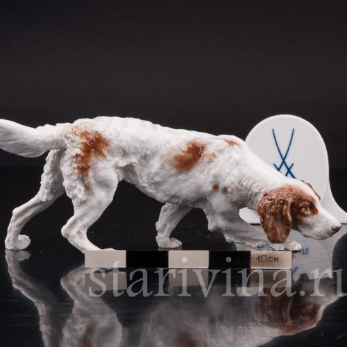 Фигурка собаки из фарфора Идущий сеттер, Meissen, Германия, нач. 20 в.
