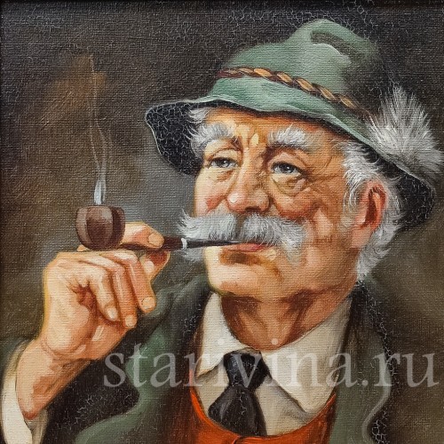Картина маслом на холсте Портрет мужчины с трубкой, Германия, пер. пол. 20 в.