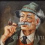 Картина маслом на холсте Портрет мужчины с трубкой, Германия, пер. пол. 20 в.