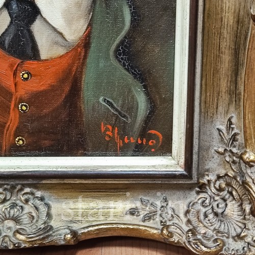 Картина маслом на холсте Портрет мужчины с трубкой, Германия, пер. пол. 20 в.