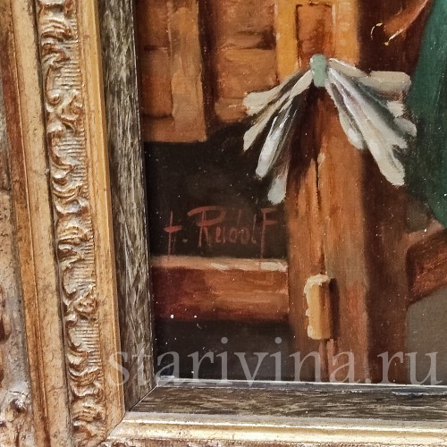 Картина маслом на холсте В мастерской, Германия.