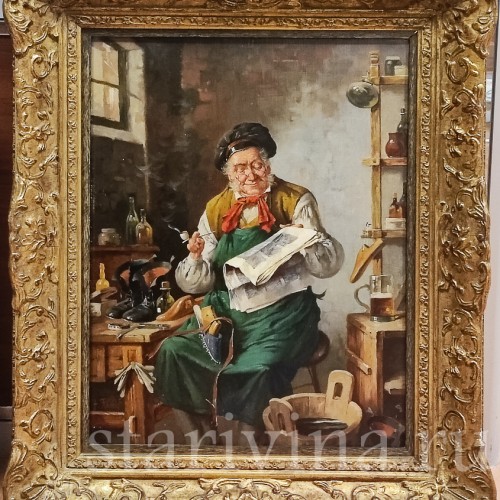 Картина маслом на холсте В мастерской, Германия.