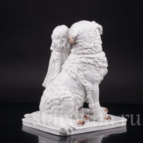 Фарфоровая статуэтка Я самая большая, девочка с собакой, Dressel, Kister & Co, Германия, нач. 20 в.