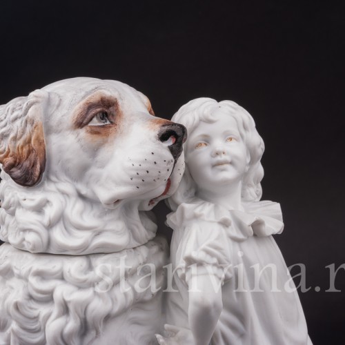 Фарфоровая статуэтка Я самая большая, девочка с собакой, Dressel, Kister & Co, Германия, нач. 20 в.