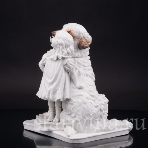 Фарфоровая статуэтка Я самая большая, девочка с собакой, Dressel, Kister & Co, Германия, нач. 20 в.