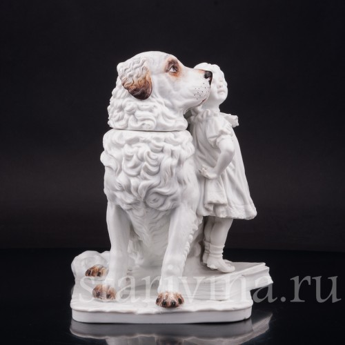 Фарфоровая статуэтка Я самая большая, девочка с собакой, Dressel, Kister & Co, Германия, нач. 20 в.