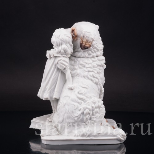 Фарфоровая статуэтка Я самая большая, девочка с собакой, Dressel, Kister & Co, Германия, нач. 20 в.