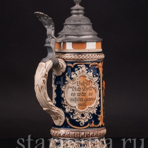 Старинная пивная кружка Трубач из Зекингена, 1/2 л, Германия, кон. 19 - нач. 20 вв.