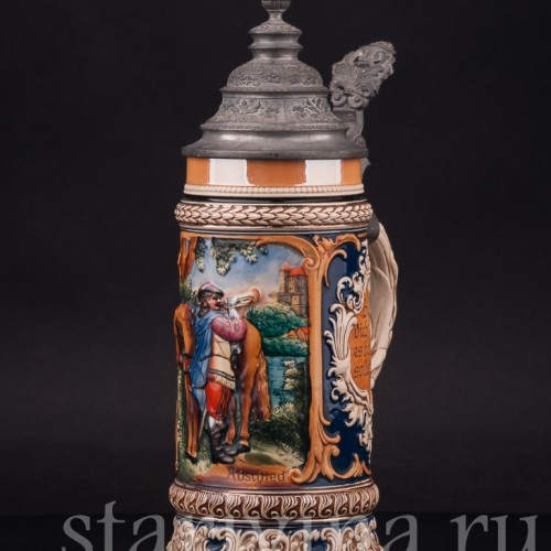 Старинная пивная кружка Трубач из Зекингена, 1/2 л, Германия, кон. 19 - нач. 20 вв.