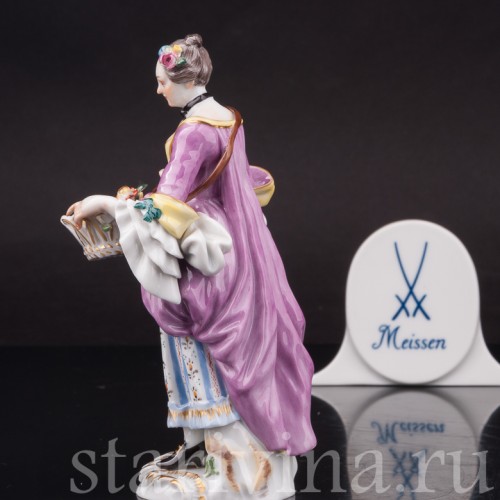 Фарфоровая статуэтка девушки Продавщица цветов, Cries de Paris, Meissen, Германия, 1986 г.