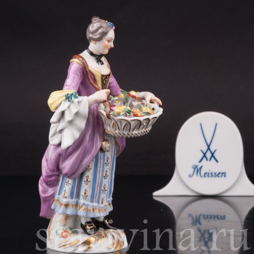 Фарфоровая статуэтка девушки Продавщица цветов, Cries de Paris, Meissen, Германия, 1986 г.