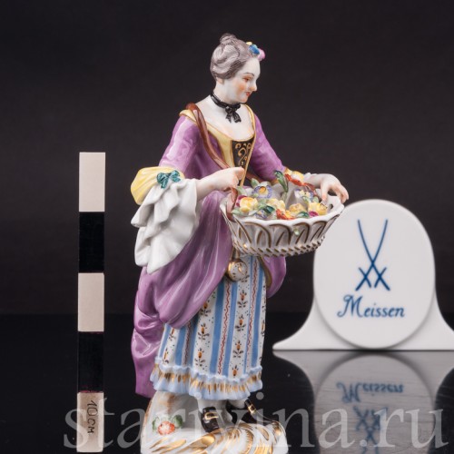 Фарфоровая статуэтка девушки Продавщица цветов, Cries de Paris, Meissen, Германия, 1986 г.