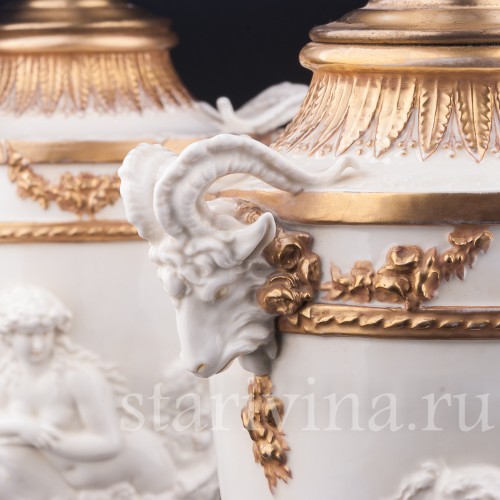 Парные фарфоровые лампы Морские нимфы, Дрезден, Германия, нач. 20 в.