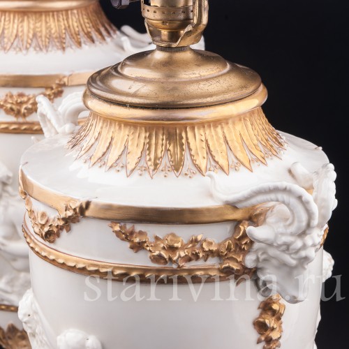 Парные фарфоровые лампы Морские нимфы, Дрезден, Германия, нач. 20 в.