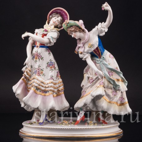 Фарфоровая статуэтка Танцующие девушки, Volkstedt, Германия, 1908-36 гг.