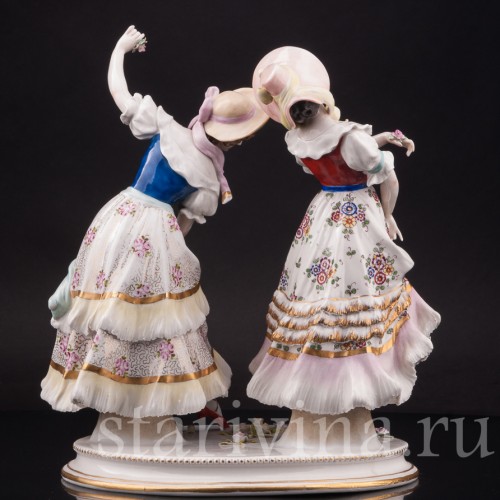 Фарфоровая статуэтка Танцующие девушки, Volkstedt, Германия, 1908-36 гг.