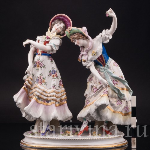 Фарфоровая статуэтка Танцующие девушки, Volkstedt, Германия, 1908-36 гг.